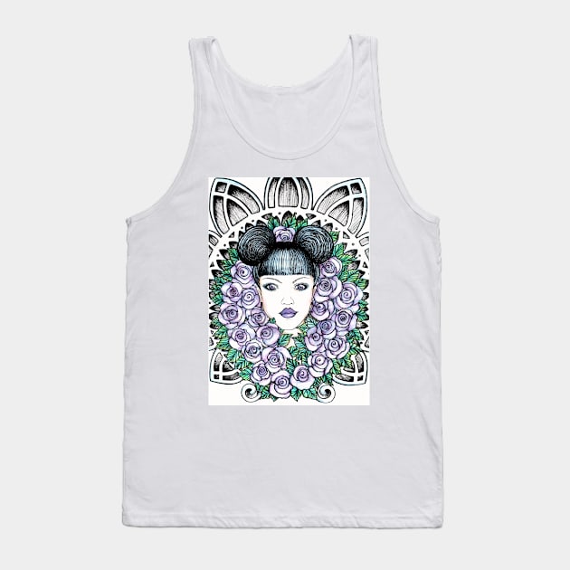 Purple Gothic Beauty In Roses Chruch Windows Tank Top by stickypixie